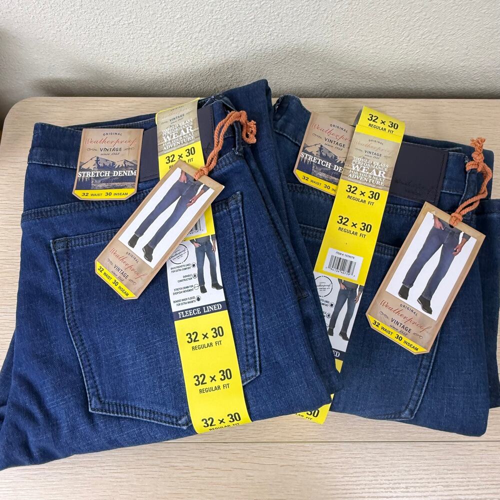 Urban Star NWT Mens Stretch Regular Fit Weatherproof Fleece Lined Jeans 32 x 30